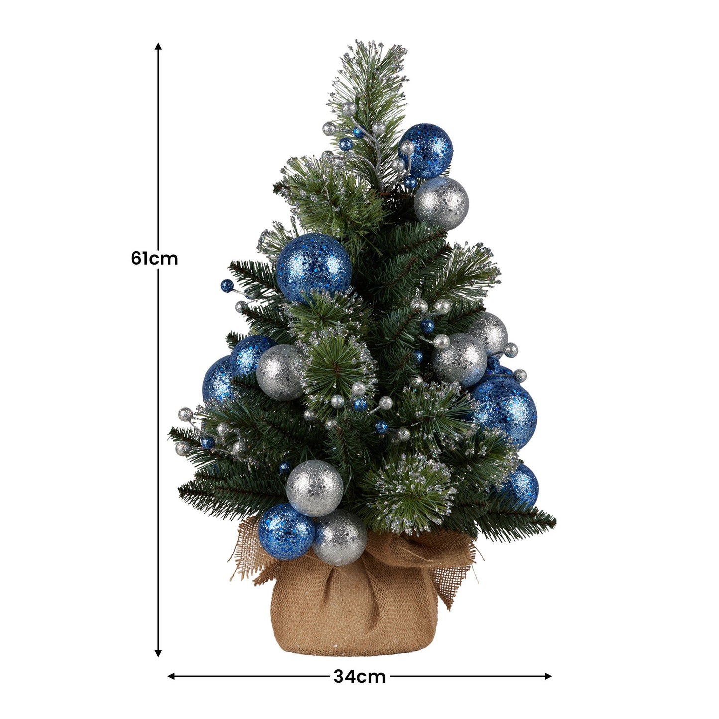 Swishmas 61cm Blue Collection Pre-Lit Tabletop Christmas Tree