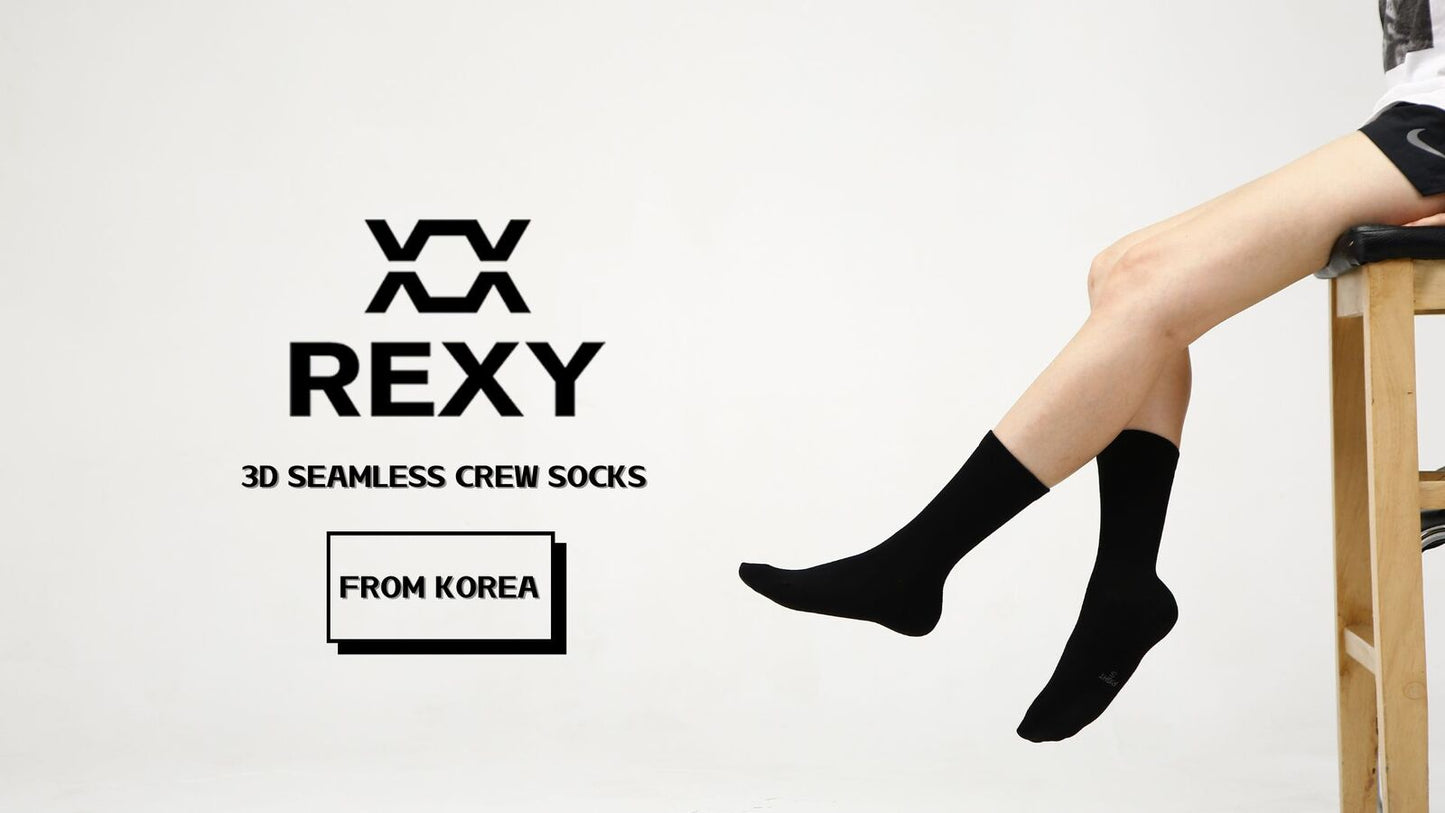 15X Rexy 3D Seamless Crew Socks Medium Slim Breathable BLACK