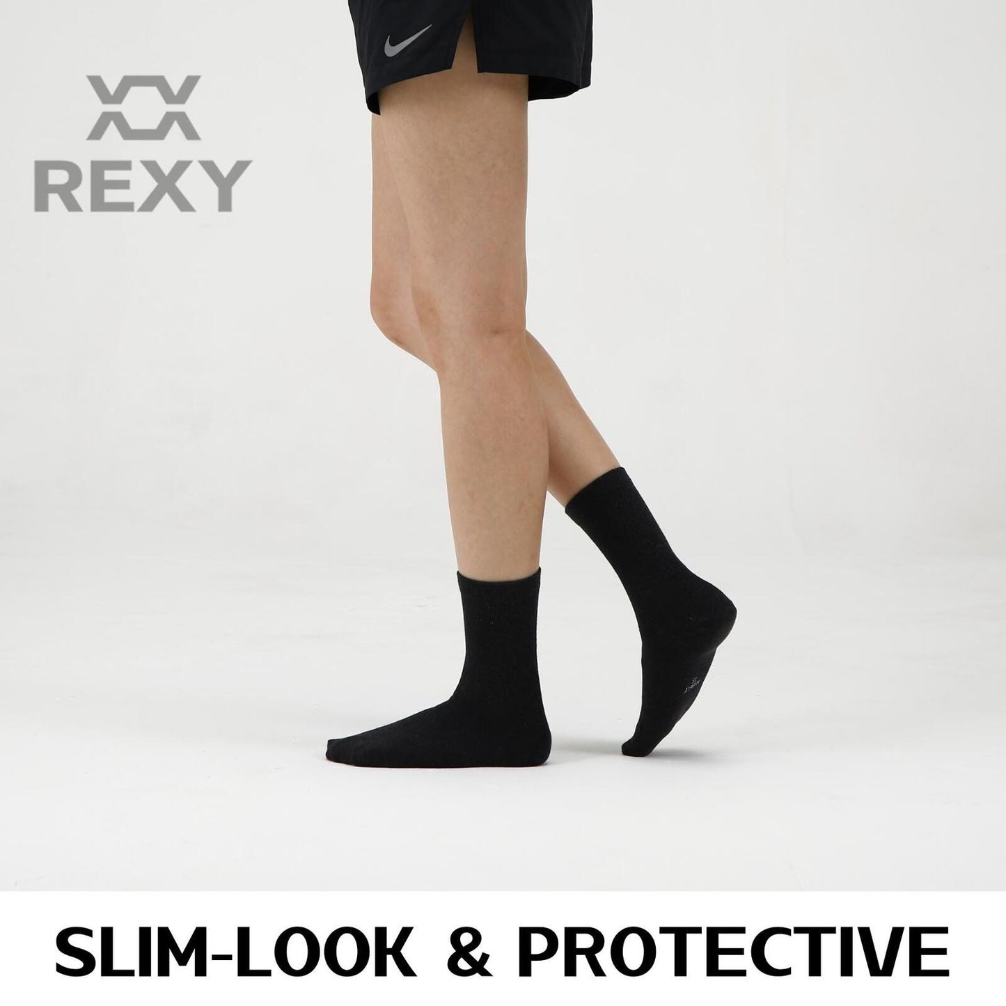 15X Rexy 3D Seamless Crew Socks Medium Slim Breathable BLACK