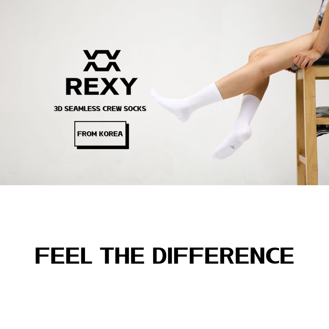 10X Rexy 3D Seamless Crew Socks Small Slim Breathable WHITE