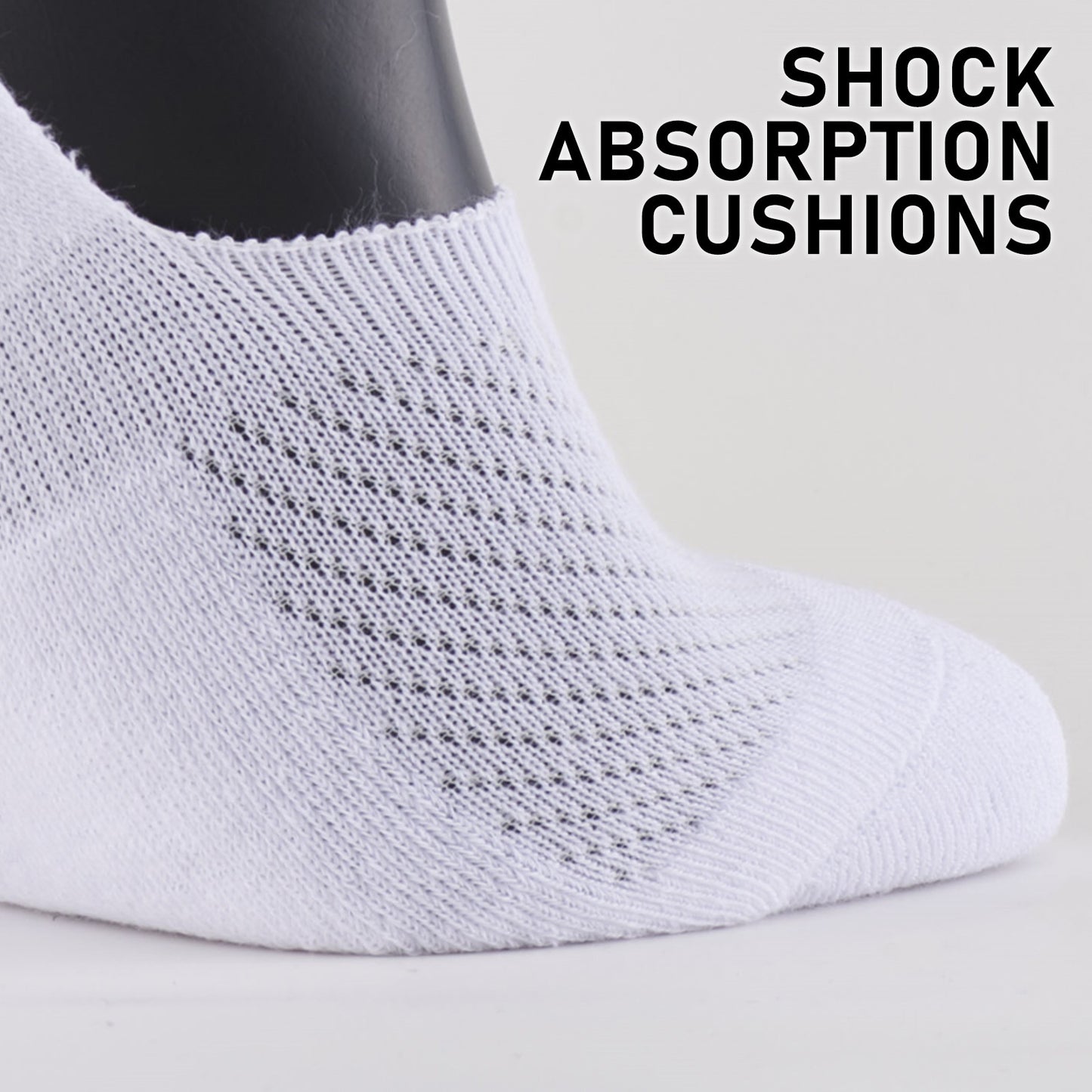 12X Rexy Cushion No Show Ankle Socks Large Non-Slip Breathable WHITE