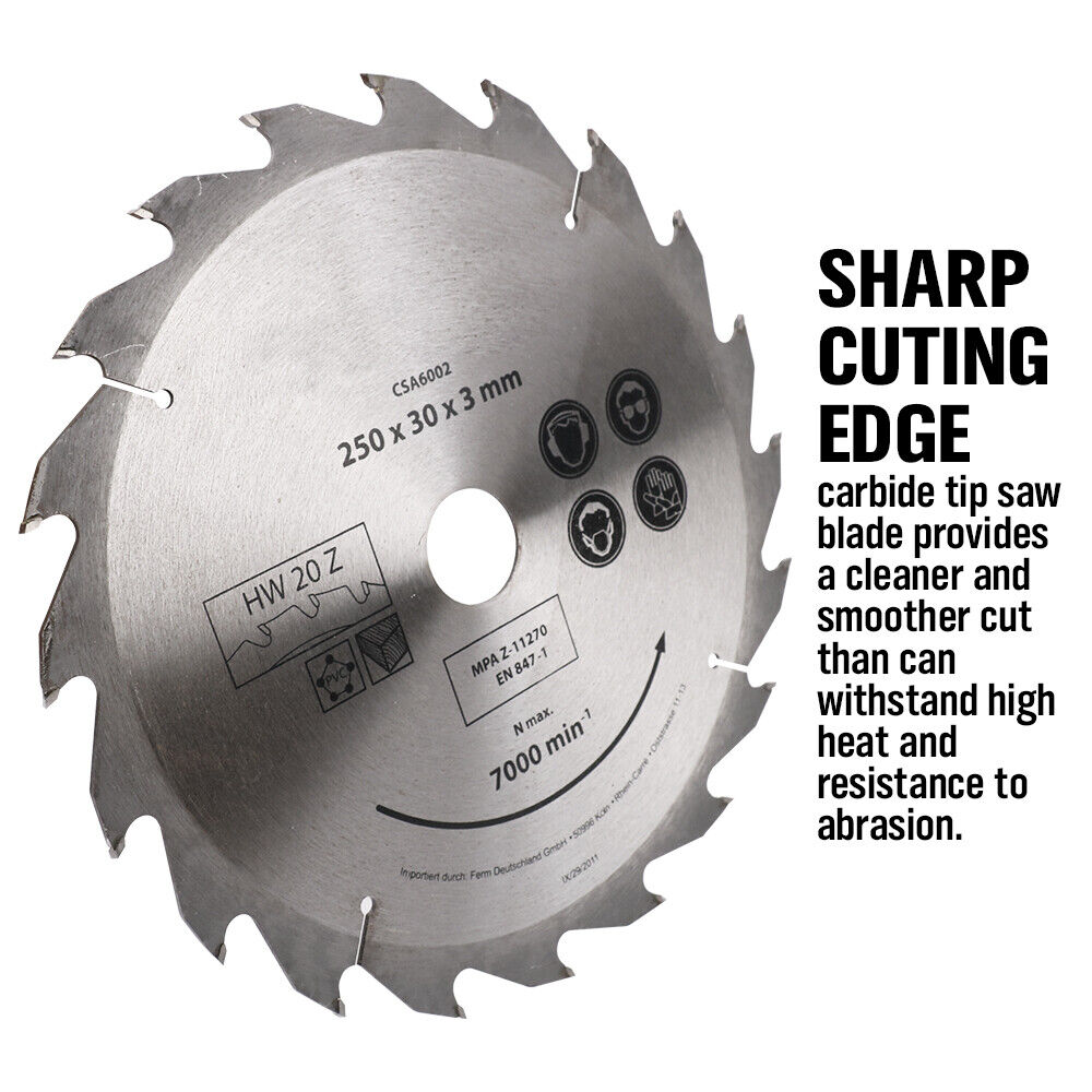 10X250MM Circular Saw Blade 20T Disc Saw Blade Wood Timber Cutting 30/20/16mm Bore