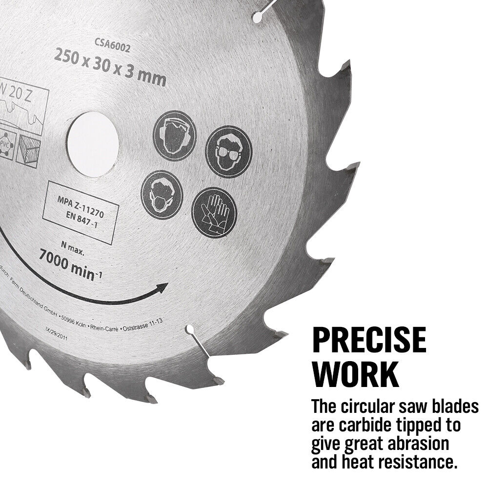 10X250MM Circular Saw Blade 20T Disc Saw Blade Wood Timber Cutting 30/20/16mm Bore