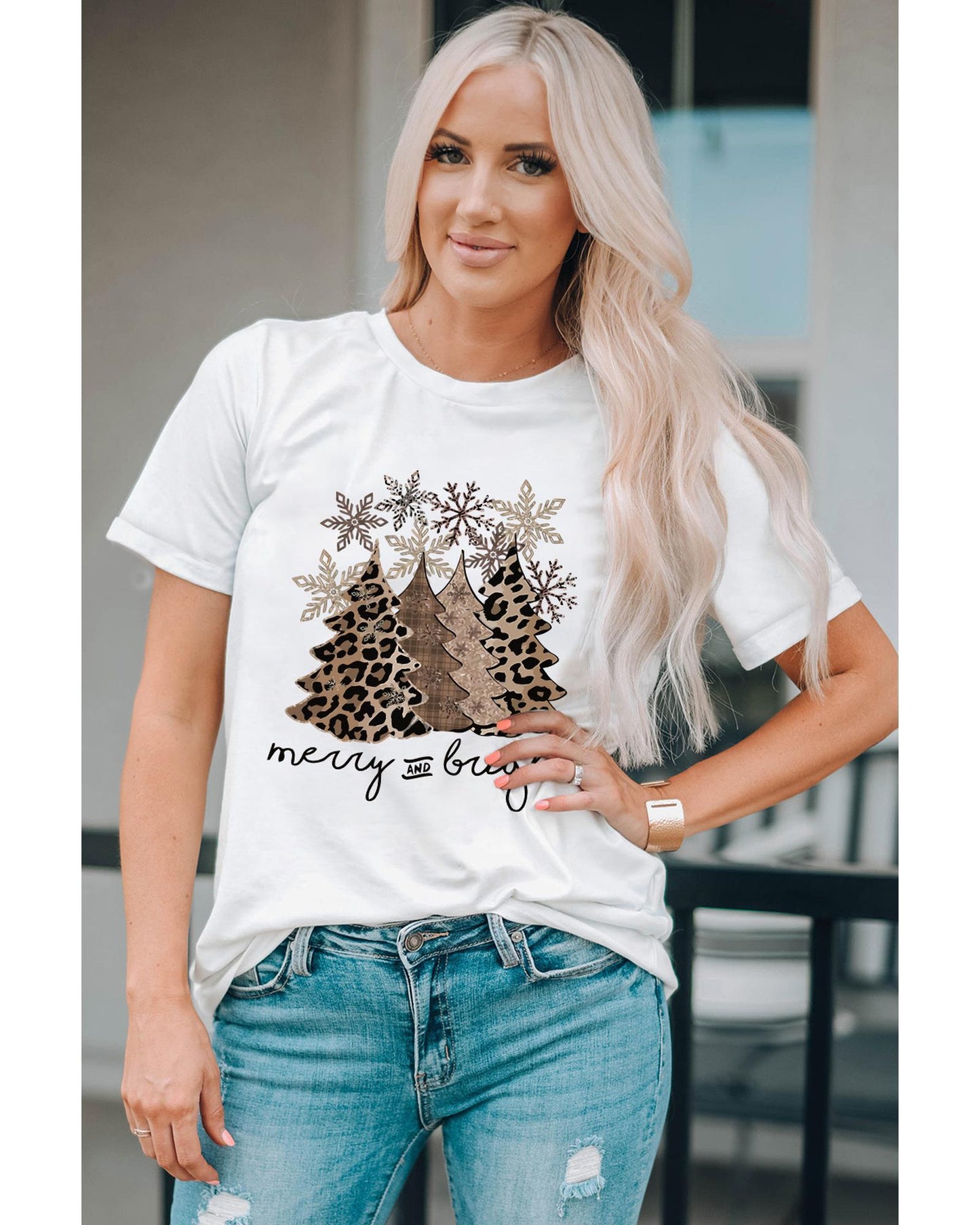 Azura Exchange Leopard Christmas Tree Graphic Print T-Shirt - 2XL