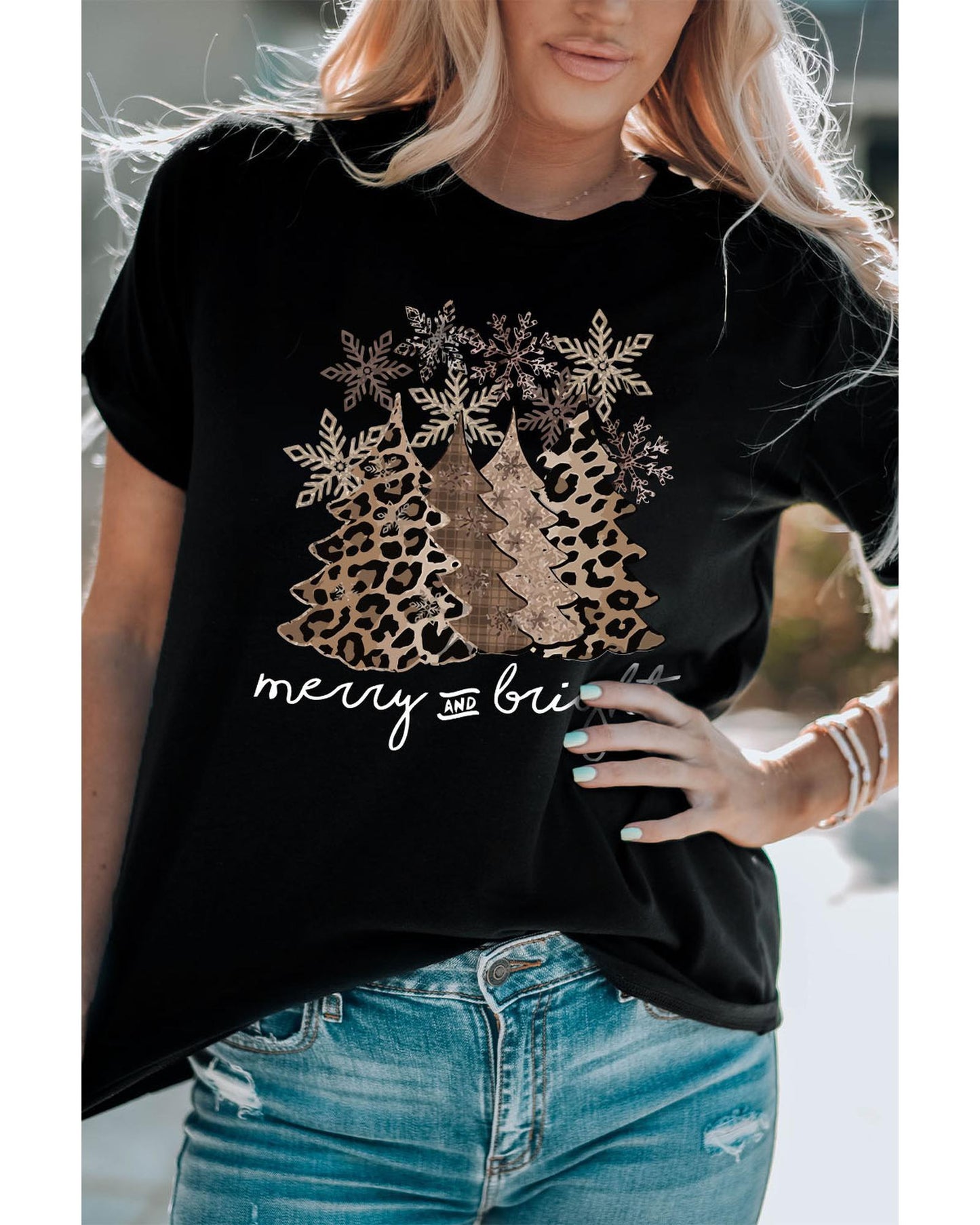 Azura Exchange Leopard Christmas Tree Graphic Print T-Shirt - 2XL