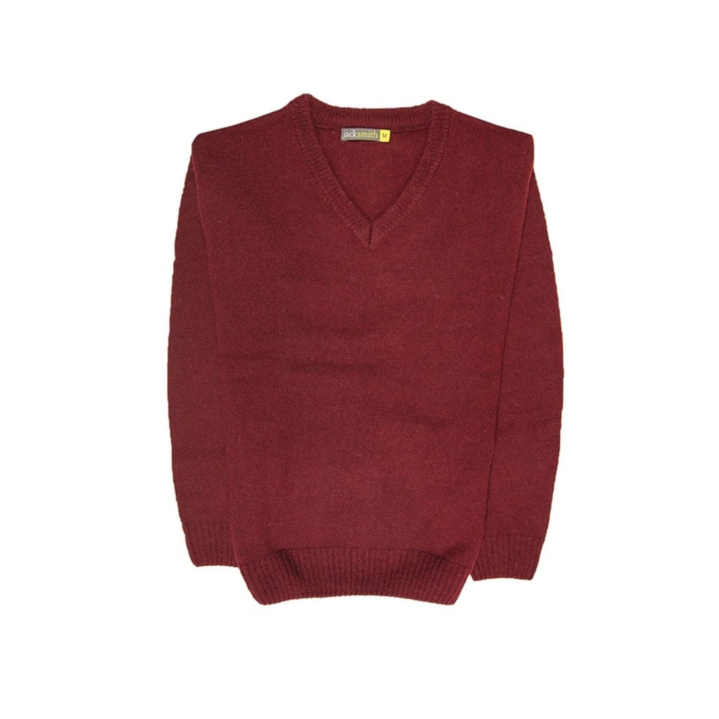 100% Shetland Wool V Neck Knit Jumper Pullover Mens Sweater Knitted - Burgundy (97) - 3XL