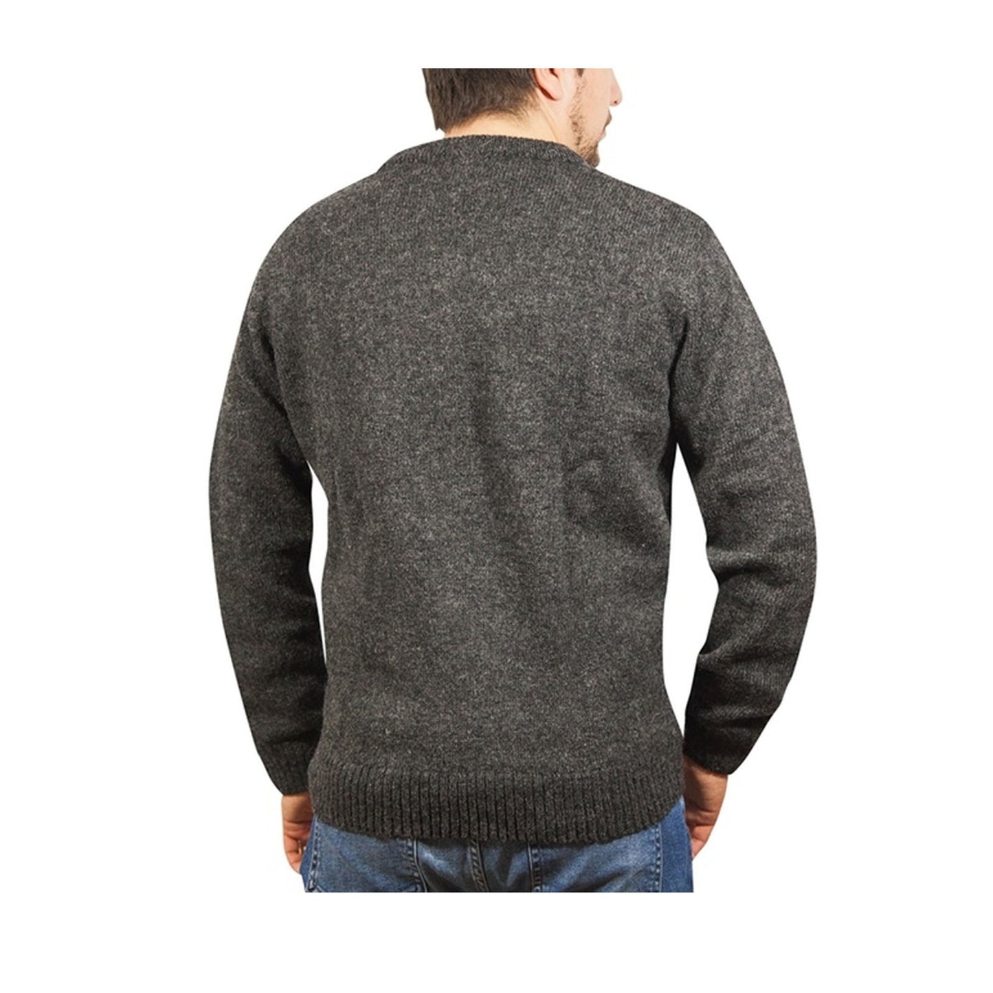 100% Shetland Wool V Neck Knit Jumper Pullover Mens Sweater Knitted - Charcoal (29) - 5XL