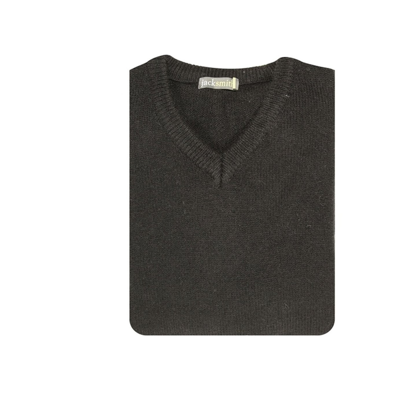 100% Shetland Wool V Neck Knit Jumper Pullover Mens Sweater Knitted - Plain Black - 4XL