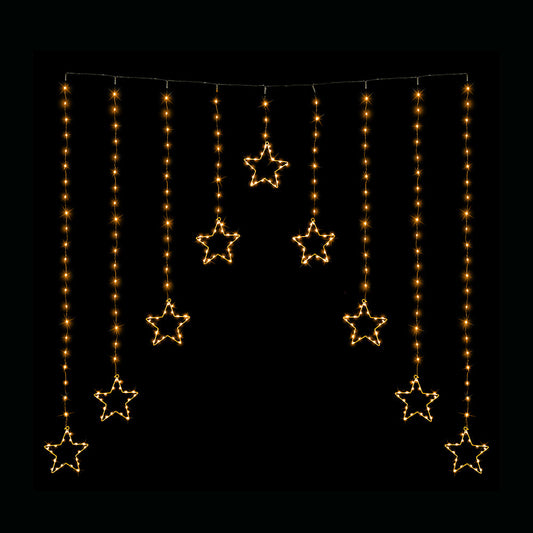 LED Wire Star Curtain Gold Lights