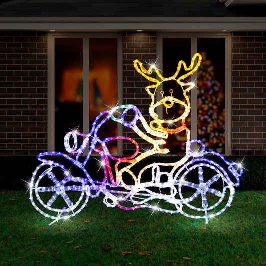 LED Ropelight Motorbike Crew Reindeer