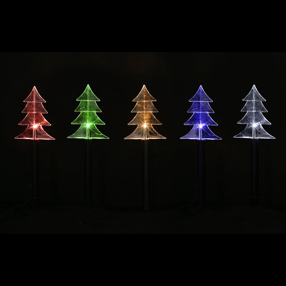 Solar Tree Shape Path Lights – 5 Pack, 38cm available in 2 Colors - Multicolor