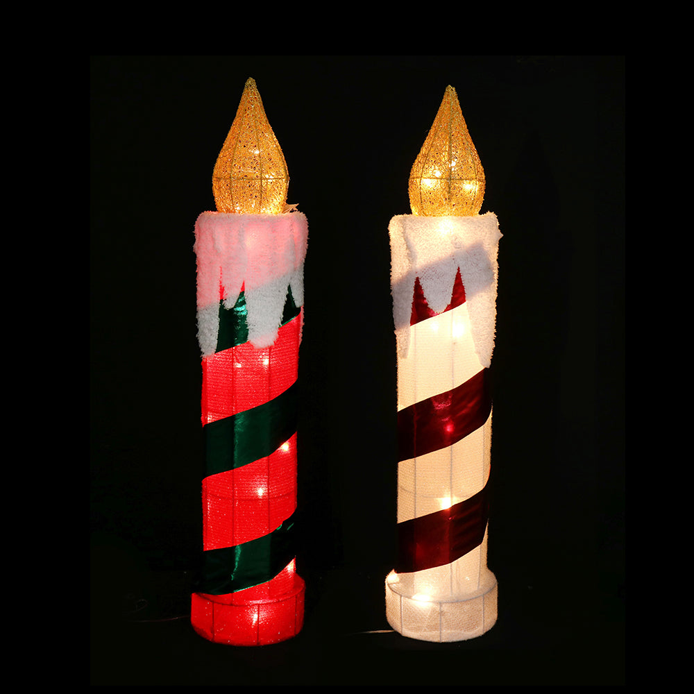 LED Tinsel Candle 77cm Twinkle, available in 2 Colors - Red & White