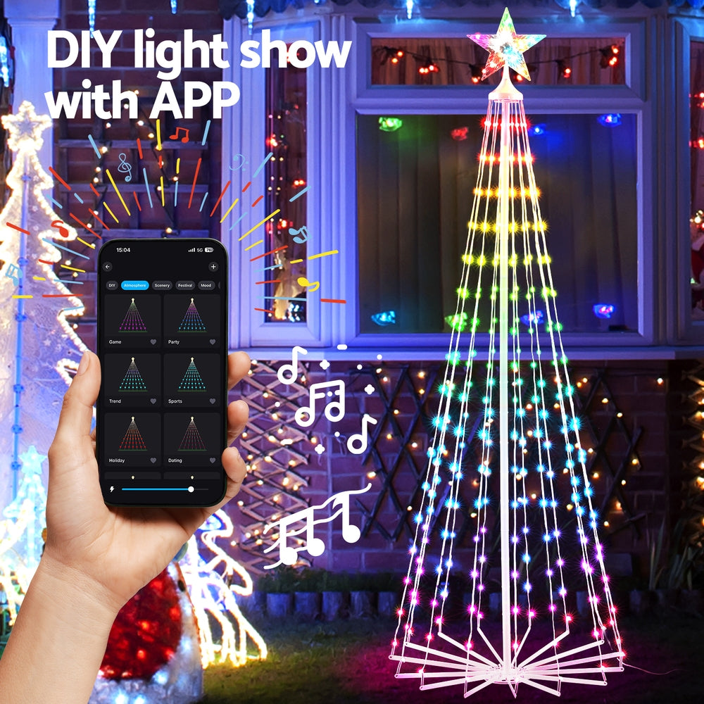 Jingle Jollys Christmas Tree 1.8m 265 RGB LED Fairy Lights Xmas Trees Decoration