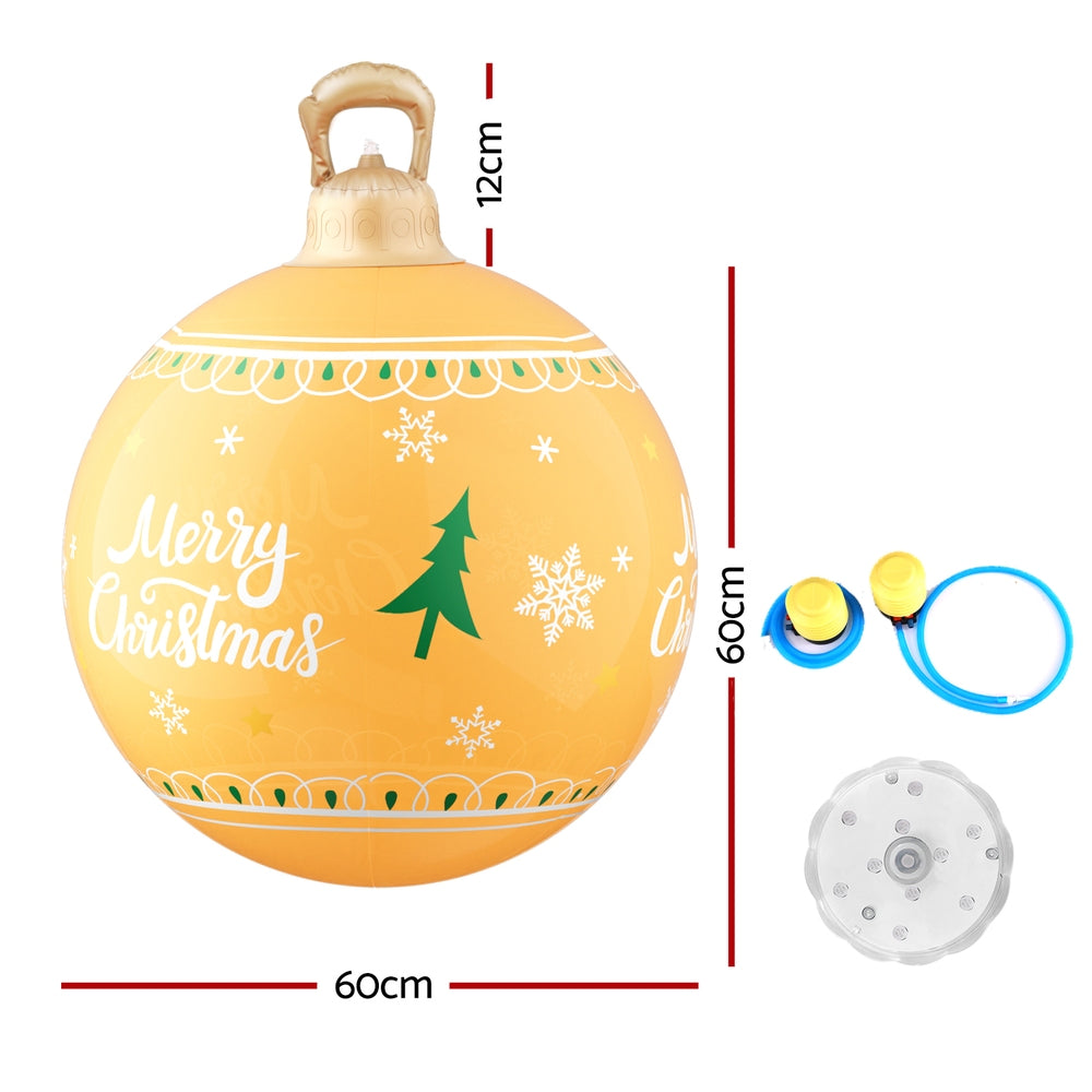 Jingle Jollys Christmas Inflatable Ball Led  60cm Decoration Giant Bauble Gold