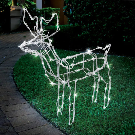 Christmas By Sas 55cm Reindeer Rope Light Solar LED Cool White Auto Sensor