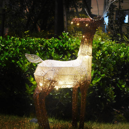 Christmas By Sas 1.2m Reindeer Glitter Wire Solar LED Warm White Auto Sensor