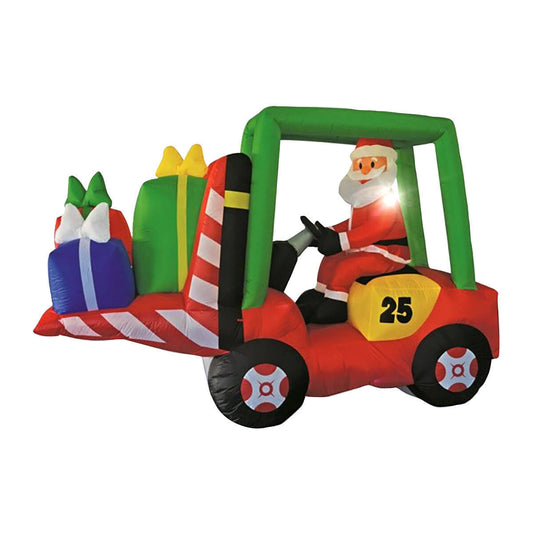 Christmas By Sas 2.4 x 1.8m Santa & Forklift Built-In Blower Self Inflatable LED Lighting