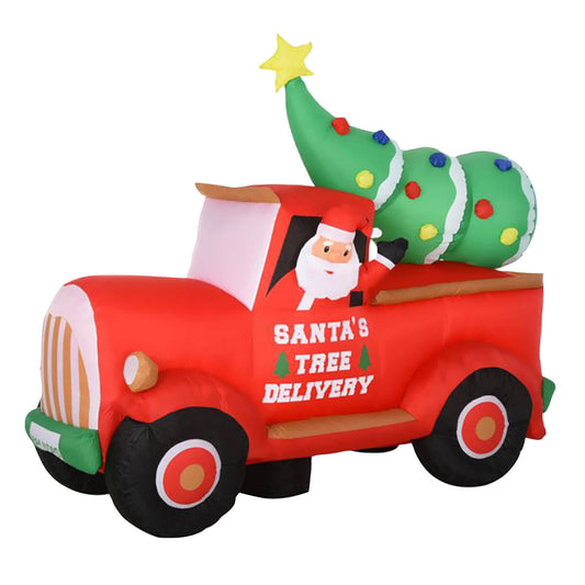 Christmas By Sas 2.25m Santa Ute & Tree Built-In Blower Bright Self Inflatable LED Lighting