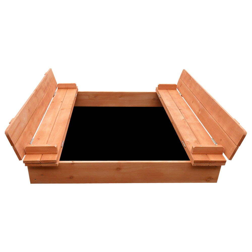 Keezi Wooden Outdoor Sandpit Set - Natural Wood