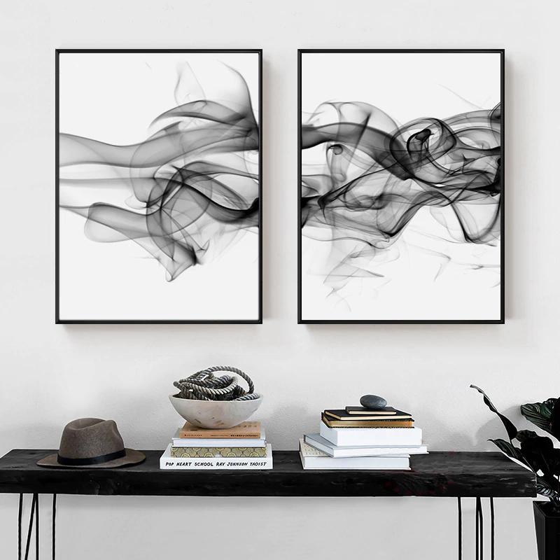 60cmx90cm Stylish Abstract Black 2 Sets Black Frame Canvas Wall Art