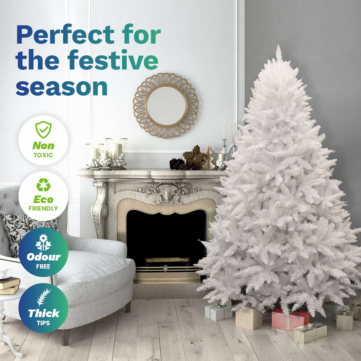 Christmas By Sas 1.8m White Pine Christmas Tree 550 Tips Full Figured Easy Assembly