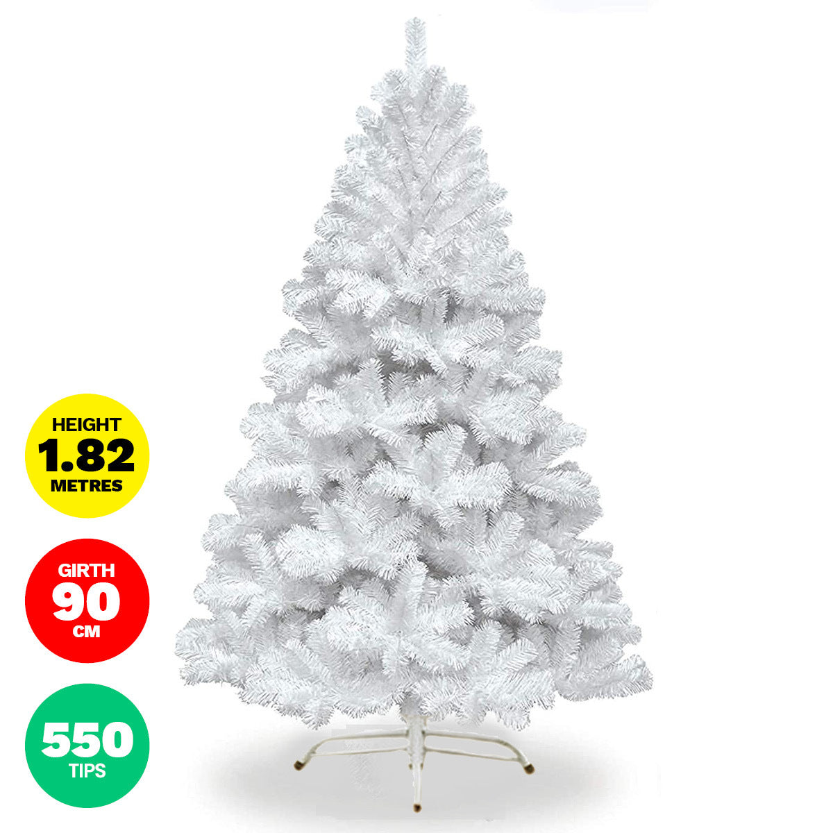 Christmas By Sas 1.8m White Pine Christmas Tree 550 Tips Full Figured Easy Assembly