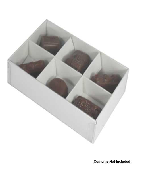 10 Pack of White Card Chocolate Sweet Soap Product Reatail Gift Box - 6 Bay Compartments - Clear Slide On Lid - 12x8x3cm