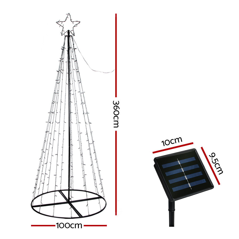 Jingle Jollys Solar Powered Christmas Tree 3.6M 8 Light Modes