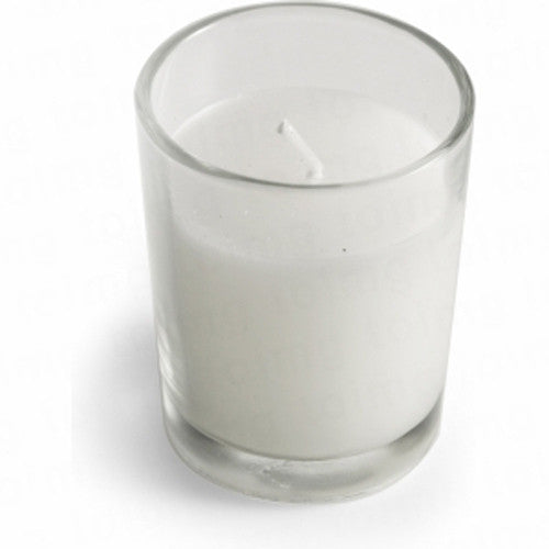 10 White Wax Clear Glass Holder Votive Candle - Wedding Event Centrepiece Table Decoration