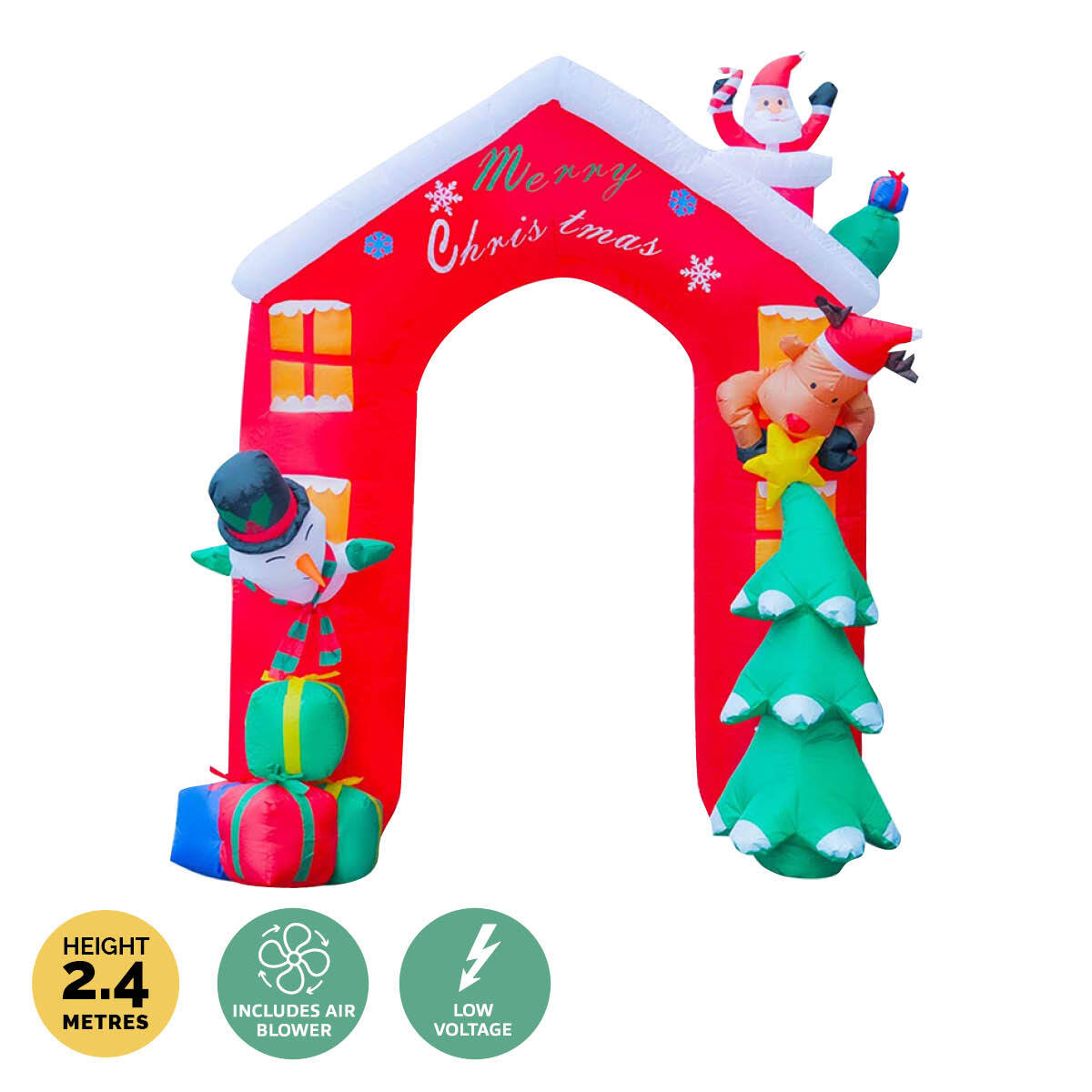 Christmas By Sas 2.4 x 2.09m Christmas Arch Self Inflatable Bright LED Lights